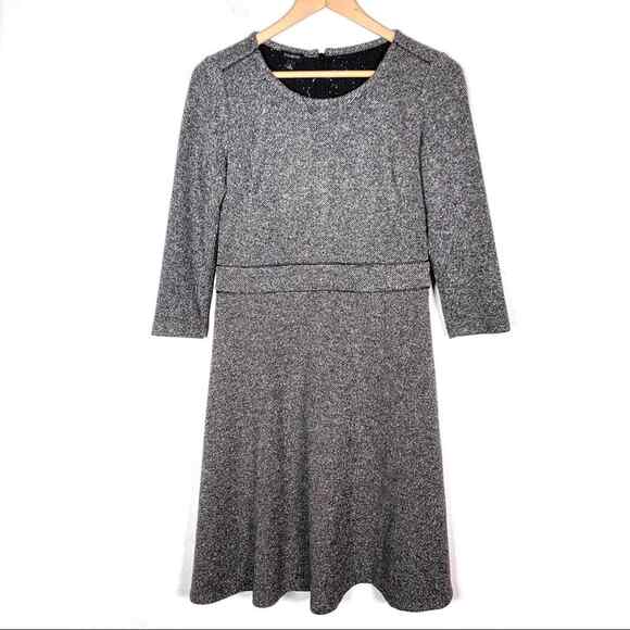 Talbots gray speckled fit & flair 3/4 sleeve knee length dress size 4 - Picture 1 of 6